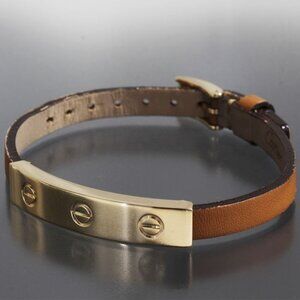Cartier Love Leather Bracelet 18K Yellow Gold Box Love Bracelet E1865